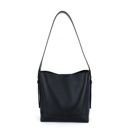 Carlheim Women's Totebag Statement Genuine Leather Totebag, black, Minimal