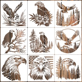 Animal Wood Burning Stencils for Painting 12” Eagle Stencil Wildlife Stencils for Crafts T-Shirt Fabric Wood DIY Decor