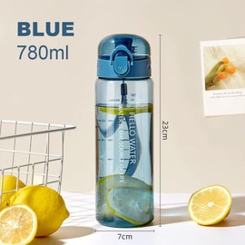 Sports Water Bottle, 780 ml, Leak-Proof, One-Hand Opening, Secure Locking, Leak-Proof Sports Bottle, for Gym, School, Cycling, Blue