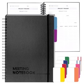SEEKZ Meeting Notebook, Meeting Notebook For Work, Meetings Notebook for Work Organization, Meeting Planner Notebook with Index Tabs, Spiral Notebook 160 Pages Thickness 120 gsm l A4 Size 8.5x11