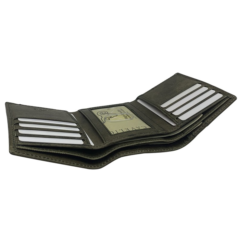 Genuine Leather Slim Classic Trifold Men Wallets RFID Blocking USA