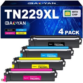 BAOYAN Compatible TN229XL Toner Cartridges Replacement for Brother TN229XL TN-229XL TN229 XL to use with MFC-L3720CDW MFC-L3780CDW HL-L3220CDW HL-L3280CDW HL-L3300CDW Printer (TN229XLBK/C/M/Y-4 Pack)