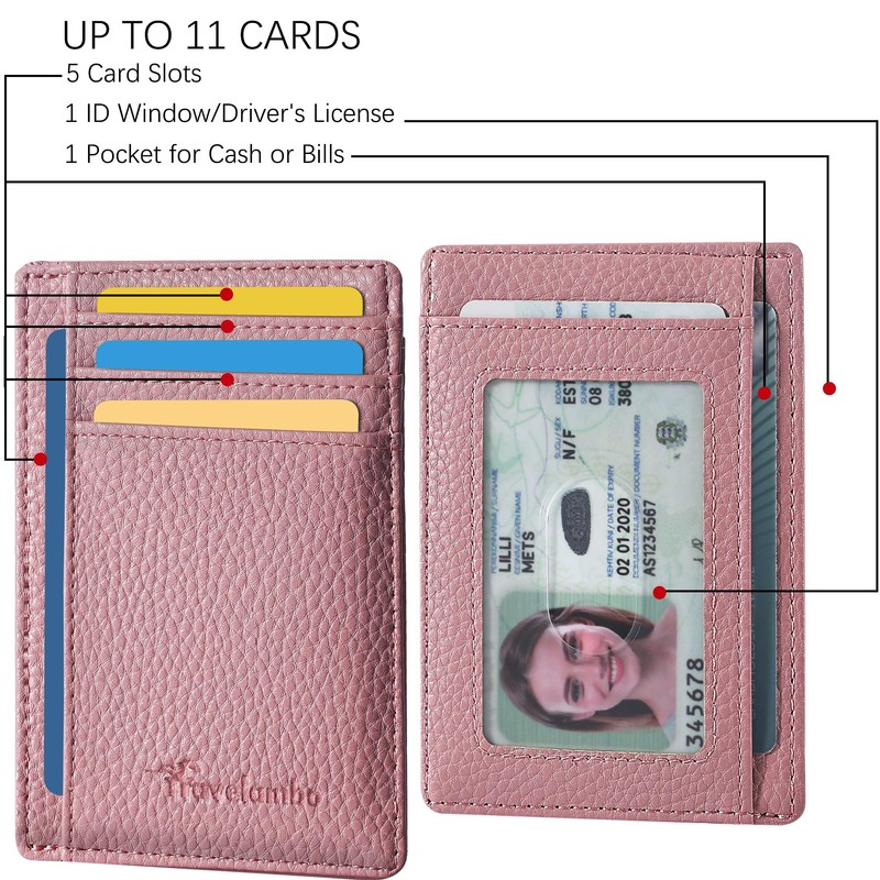 Travelambo Slim Wallet Front Pocket Minimalist Leather RFID Blocking Medium