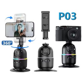 P03 Gimbal Stabilizer for Mobile Phone AI 360 Follow Selfie Stand Face Tracking Desktop Gimbal for Cellphone and Cameras Lights Stick Tripod Smartphone Vlogging Kit Electronics Accessories Black
