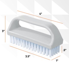 Superio Stiff Nail Brush Cleaner with Handle 6 Pack, Durable Scrub Brush, Clean Toes, Fingernails- Hand Scrubber- All-Purpose Cleaning Brush for Home, Kitchen, Work- Stiff Bristles (Blue and White)
