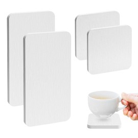 4 Pc Water Absorbent Diatomite Coasters, Water Absorbing Stone Tray for Sink, Diatomaceous Earth Coaster, Drying Stone for Kitchen Counter, Hand Soaps, Cups, Drinks Bottles, Plants (White)