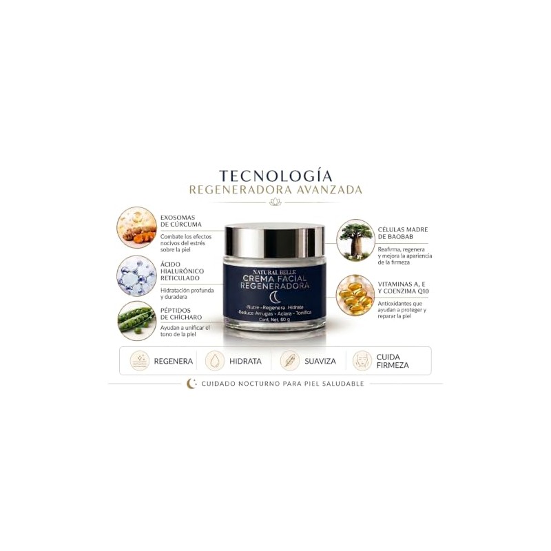 Crema Facial de Noche- Antiedad- Nutritiva - Hidratante- 60 g