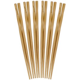 BambooMN Premium Reusable Japanese Bamboo Chopsticks, Twisted 9 inch - 6 Pairs