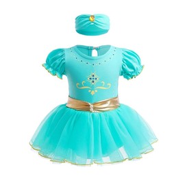 Lito Angels Princess Jasmine Costume Dress, Fancy Dress for Baby Girls, Bodysuit Romper with Headband, Size UK 18m, 18–24 Months