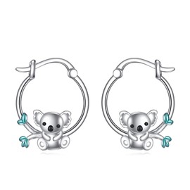 Koala Earrings Sterling Silver Koala Hoop Huggie Dangle Drop Earrings Animal Jewelry Gifts for Women