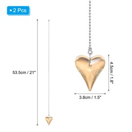 PATIKIL 21 Inch Crystal Ceiling Fan Pull Chains, 2 Pcs Beaded Ball Fan Pull Chain New Heart Ceiling Fan Extender with Ball Chain Connector for Ceiling Light Lamp Fans, Champagne