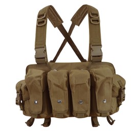 7 Pockets Tactical Chest Rig Vest Adjustable&Detachable Molle Chest Rigs with Mag Pouch X Harness for Men Women(Khaki)