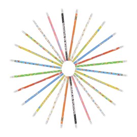 jojofuny 24Pcs Cartoon Birthday Pencils with Topper Erasers Elements Pencils for Back to School Rewards Decorative Writing Supplies for Parties