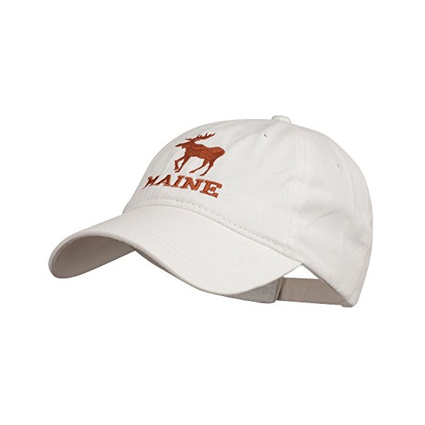 e4Hats.com Maine State Moose Embroidered Washed Dyed Cap - White OSFM