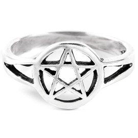 Windalf Celtic Protection Ring Tora 9 mm Pentagram Jewellery Wish Ring Antique 925 Sterling Silver, Fabric