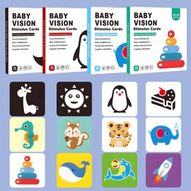 YFCVIP Tarjetas Flash de Alto Contraste para Niños - 64 Tarjetas Flash con 128 Patrón, Tarjetas Didácticas de Estimulación Visual Temprana, Tarjetas Blanco y Negro para Regalar a los Niños Moon Cards