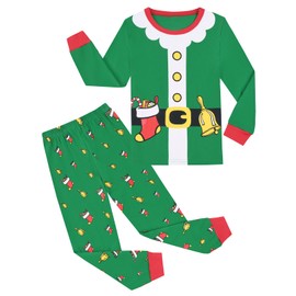 Codkkre Christmas Pyjamas Kids Toddler Boys Girls Xmas Pjs Santa Claus Unisex Sleepwear Long Sleeve Cotton Nightwear Outfit, Style 5, 8-9 Years