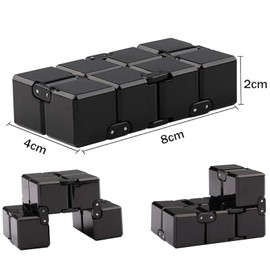 Infinity Cube Fidget Toy Cube suitable for Adults & Kids, New Version Fidget Finger Toy Stress and Anxiety relief, Killing Time Fidget Toys Infinite Cube suitable for Office Staff (Black)