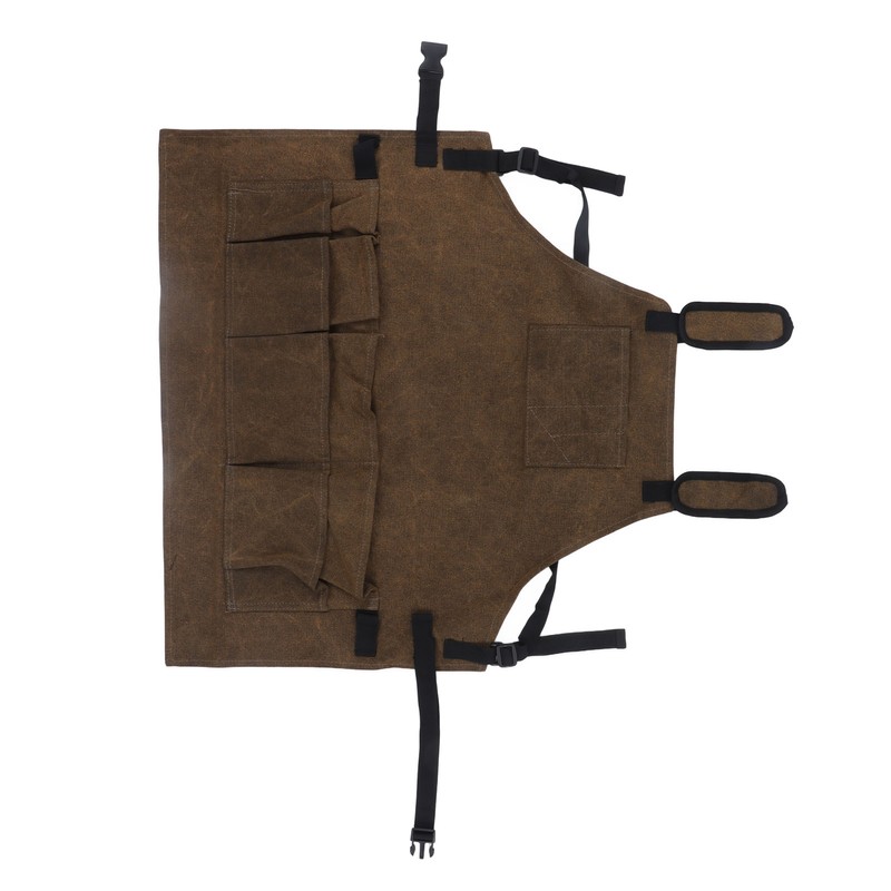 Woodworking Shop Apron Large Capacity Pocket Adjustment Shoulder Straps Waxed