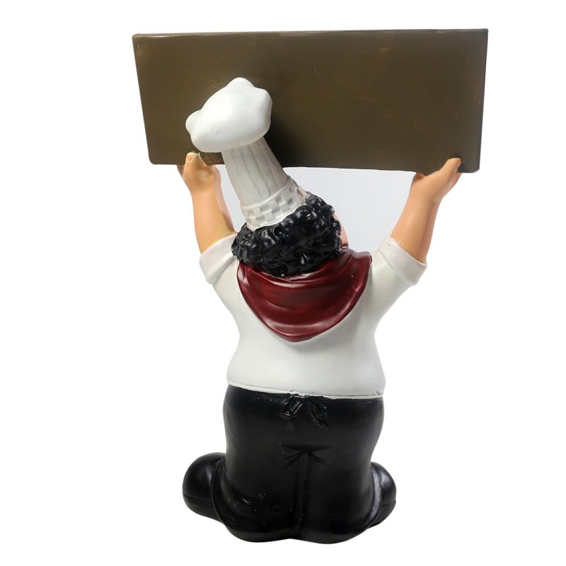 15016C Italian Chef Figurines Kitchen Decor with WELCOME Sign Board