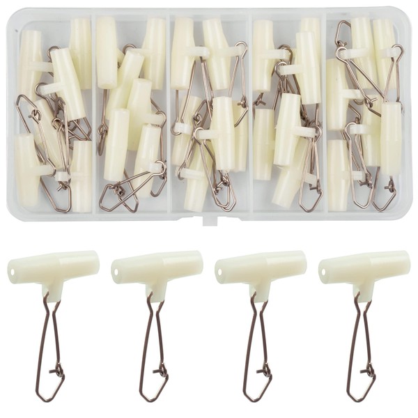 Luminous Fishing Line Sinker Slides 30pcs T-shape Line Fishing Swivels