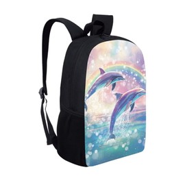 COEQINE Dolphin Backpack for Toddler Girls 10-11 Middle High School Backpack for Girls Cute,Sea Animal Pattern Bookbag Large Capacity