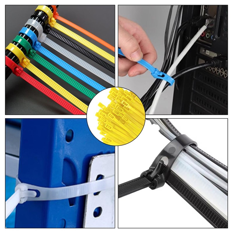 25 Count 10 Inch Reusable Cable Ties Yellow ?Heavy Duty