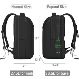 HIGH FIT Expandable Travel Backpack, Business Laptop Backpack,TSA-Flight Approved Backpack with USB Charging Port fit 15.6 Inch Laptop for Men Women