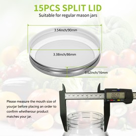 Silver 6pcs Mason Jar Lids, 86mm/3.38" Wide Mouth Plate Caps Leak Proof for Canning Jars Premium Tinplate Material Excellent Sealing (6)