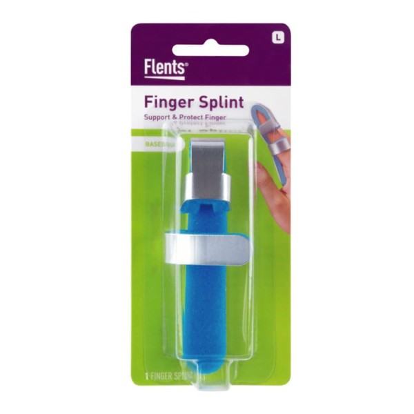 Flents Finger Splint, Two Sided Insty Splint, Large, Supports & protects Injured Finger, 1 Count, silver (69621)