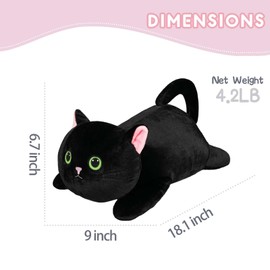 CSVBTRF Weighted Stuffed Animals, 4.1 lbs 19" Black Cat Plush Hugging Pillow, Weighted Cat Stuffed Animal Gifts for Kids Boys and Girls