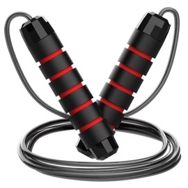 FamGift Jump Rope Training, Adjustable Length, Jump Rope, Fitness, Calories Burned, Indoor and Outdoor Fitness, Total Length 6.6 ft (2 m), Height within 6.9 ft (1.8 m) (Red - No Load Type)