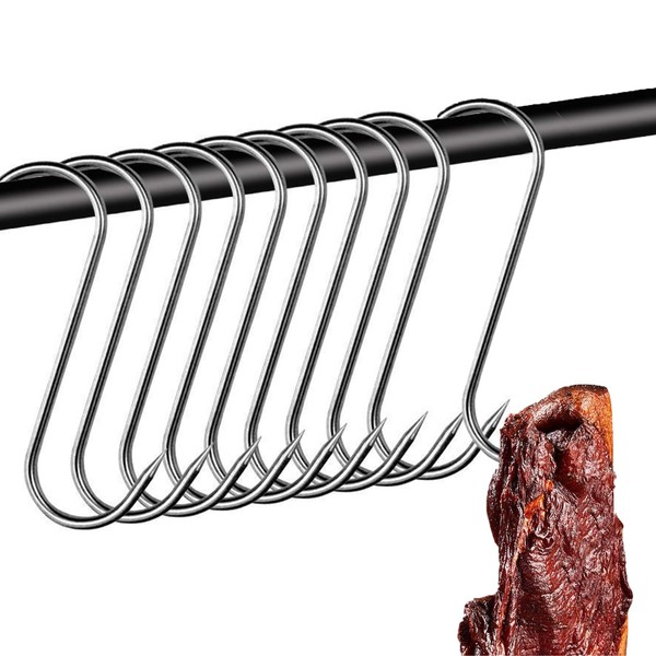 LQSCJS Pack of 10 Butcher Hooks, Stainless Steel, S Hooks,