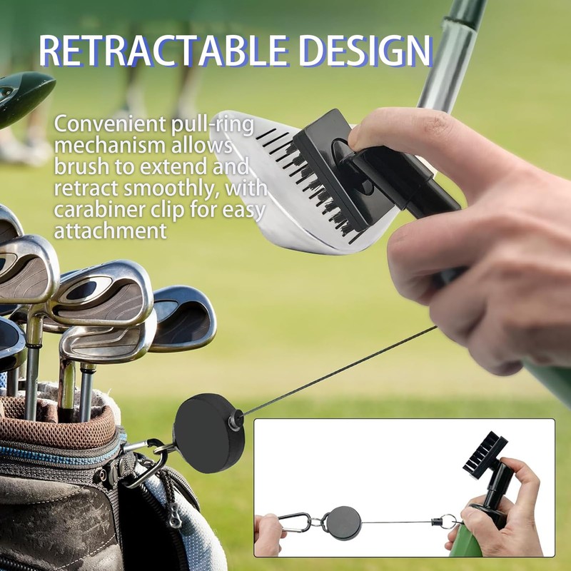 Golf Club Cleaning Set, Retractable Water Nylon Brush and Microfibre