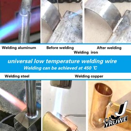 Cajjyruwe 10 m Aluminum Welding Rod 6 Meters Low Temperature Universal Weld Wire for Al Copper Iron Steel Repairing Objects Home Goods Fluidity Easy Weld Metal Solder low temp Repair Soldering Tool