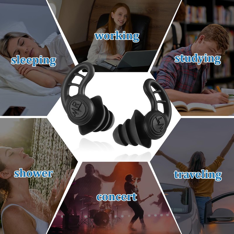 4 Paar Ohrstöpsel zum Schlafen, Dreischichtige Schalldicht Ohrenstöpsel, Wiederverwendbarer Earplugs