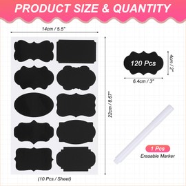 PATIKIL 120 Pcs Chalkboard Labels for Jars, 2" x 3" Self Adhesive Blank Gift Stickers All Purpose Name Tags Sticker with Marker for Present, Canning, Bottle, Food Containers, Black
