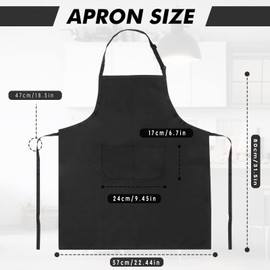 BAIWANT Adjustable Bib Apron with 2 Pockets Kitchen Apron for Men, Women with Long Ties for Cooking, Baking, BBQ, Ideal for Home Restaurant (Black)