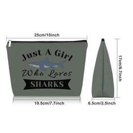 Shark Lover Birthday Gift Gray Makeup Bag Shark Themed Gifts for Girls Daughter Niece Cosmetic Bag Sharks Week Gift Animal Lover Gifts for Adults Graduation Christmas Gifts Travel Pouch