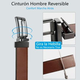 Cinturones,Cinto de Piel,Cinturón Hombre Reversible con Dos Colores,Cinturón de Cuero de Ancho para 28-42 Talla de Pantalones,Belt Men para el Trabajo Casual de Negocios Regalos