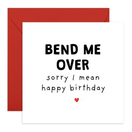 Funny Birthday Card Joke For Him - 'Bend Me Over' - Gifts for Husband, Boyfriend, Partner, Spouse, Couples, Men - Humour For Couples - Comes with Fun Stickers