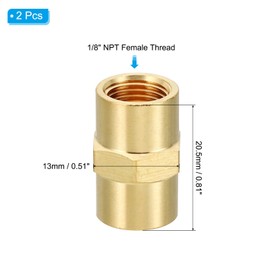 PATIKIL Brass Pipe Fittings Coupler, 2Pcs 1/8" x 1/8" NPT Female Thread Brass Hex Nipple Coupling Reducer Adapter Tubing Connector Adaptor for Water, Air, Oil, Gas Line System