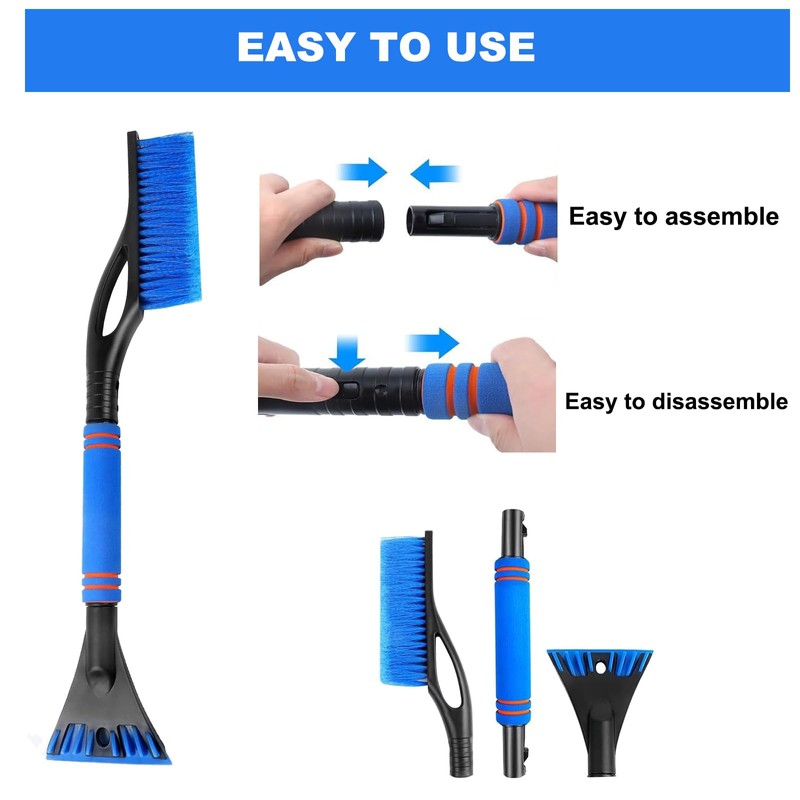 JLTXKST 2-in-1 Snow Brush with Ice Scraper, Car Ice Scraper,