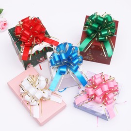 6 Pieces 6inch Large Pull Bow Present Wrapping Pull Bow with Ribbon for Christmas Wedding Party Present Baskets Car Decorations