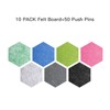 Set of 10 Hexagon Felt Pinboard Tiles + 50 Push