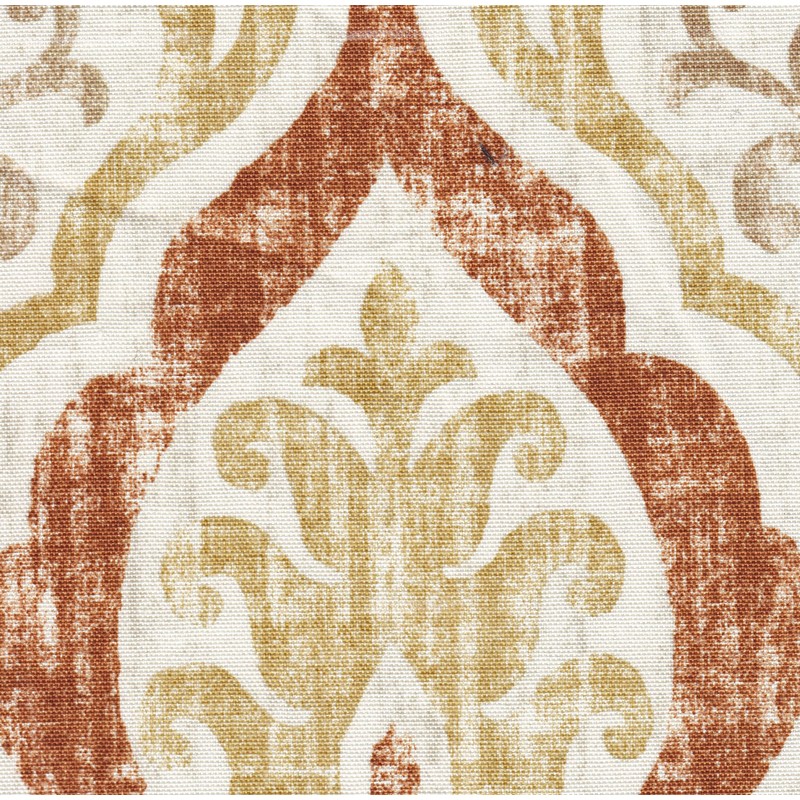 HomePop Large Storage Bench with Nailhead Trim -Orange and Cream