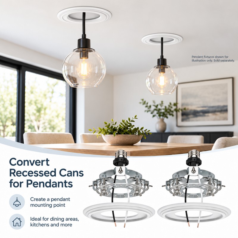 Recessed Light to Pendant Converter Kit, 2 Pack Adjustable Can