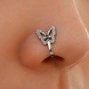 Cybche Rhinestone Butterfly Nose Ring Crystal Butterfly Nose Cuff CZ