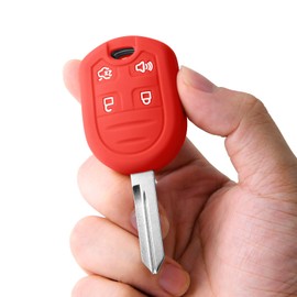 ELOHEI Key Fob Cover for Ford,Premium Soft Full Protection Car Key Case for Ford Explorer 2001-2015 Mustang 2005-2014 Expedition Edge Focus 2006-2011 Lincoln Accessories(Red)