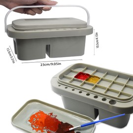 AMLEBE Cubeta para Pinceles, Multifunción enjuagador de Pinceles con Soporte para Pinceles, lavador, bandejas, Caja para 18 paletas, Limpiador de Pinceles para Acuarela Óleo Pintura Limpieza Acrílico